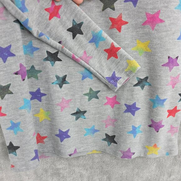 Chaser Sweatshirt Top XS Athletic Grey Colorful Rainbow Star Print Cropped Boxy - Picture 5 of 11